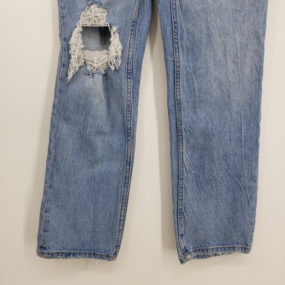 Abercrombie & Fitch 90s Straight Ultra High Rise Jeans 0S 25 Distressed Blue - Picture 6 of 9